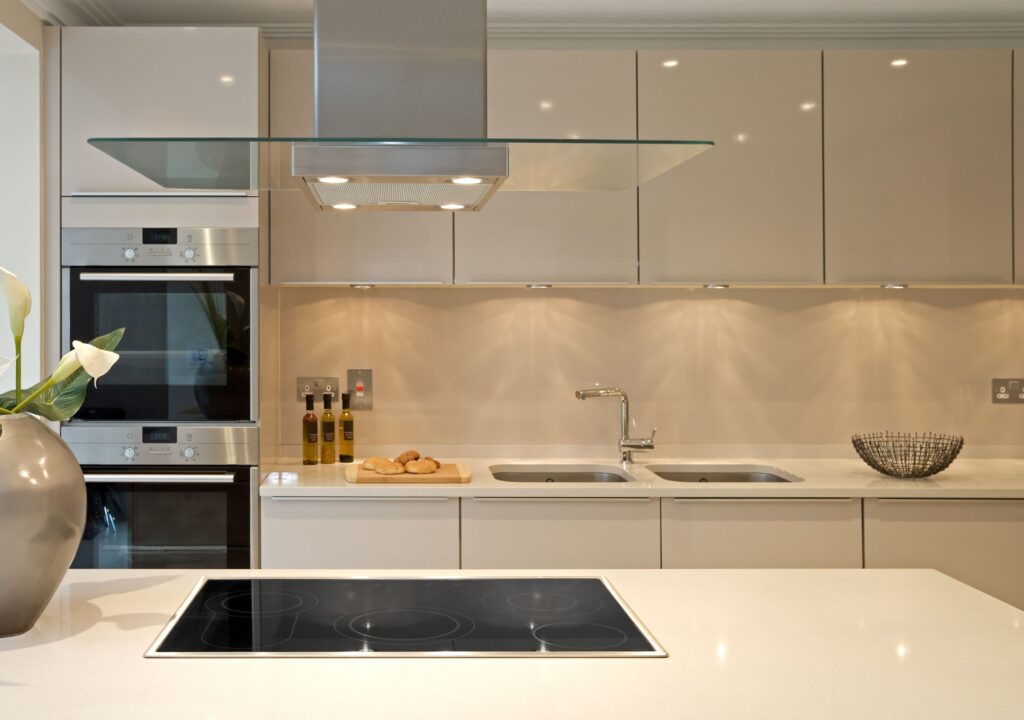 Modern kitchen with countertops and appliances after cleaning services in Bloomfield