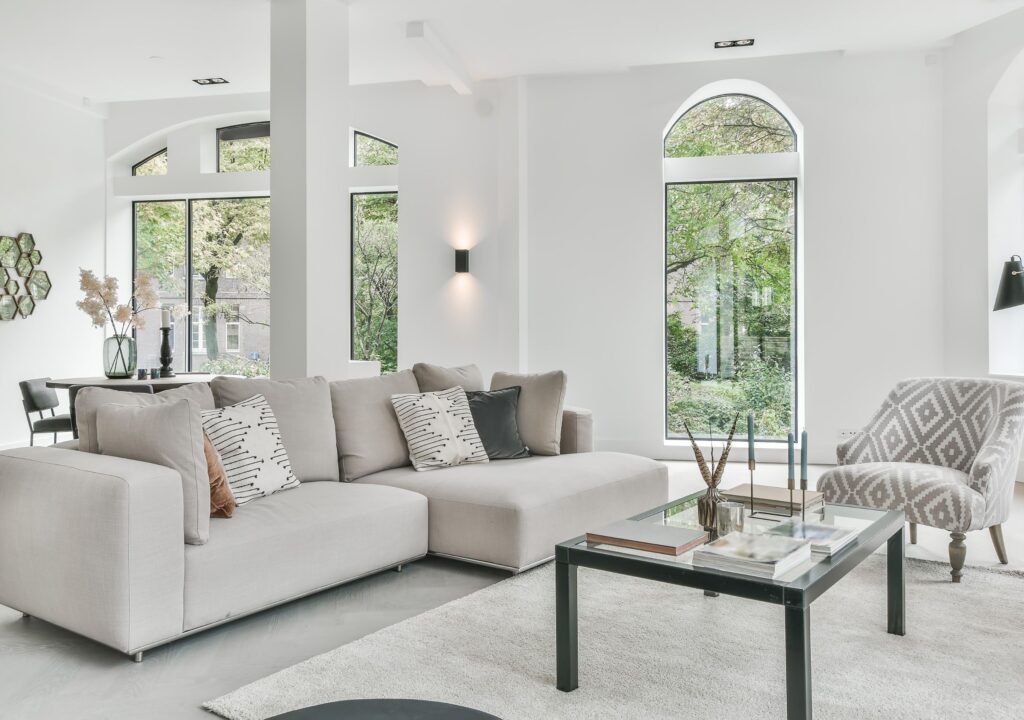 Bright living room maintained with professional cleaning services in Montclair NJ
