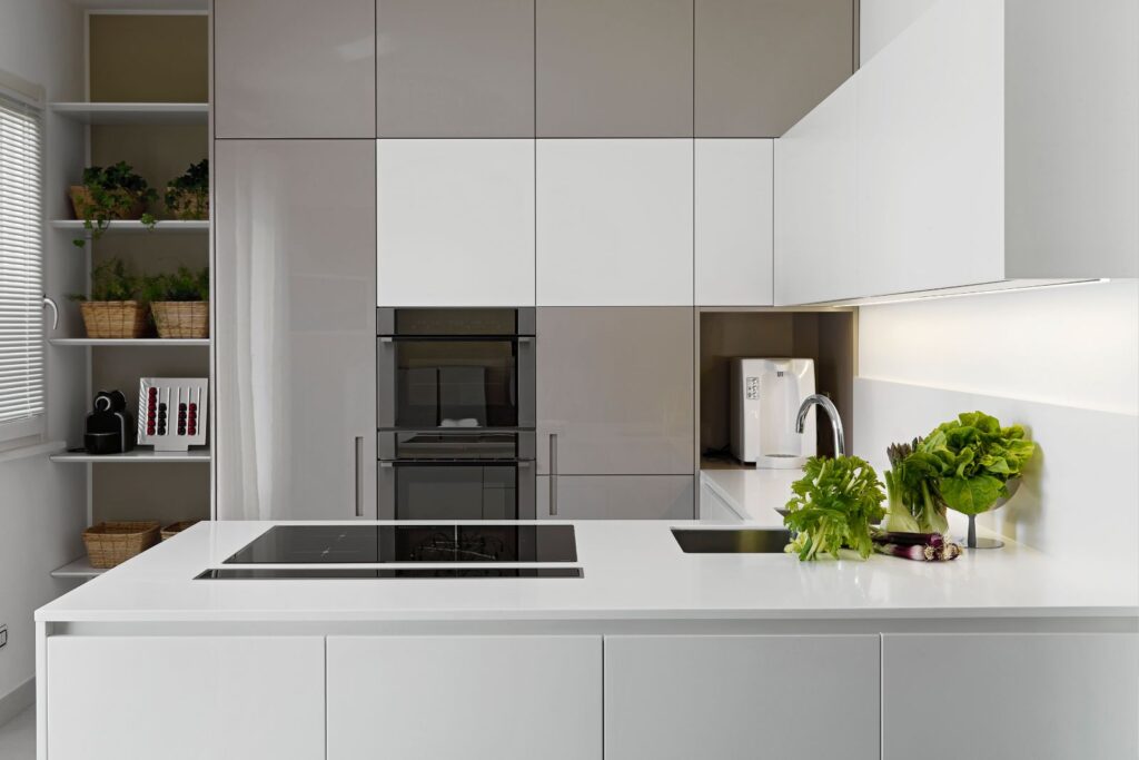 Modern kitchen with clean counters and appliances after detailed cleaning services in New Jersey