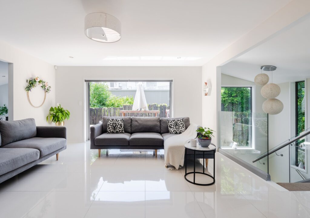 Modern and clean living room after professional cleaning services in Morris County NJ.
