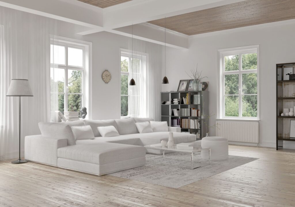 Modern clean living room after house cleaning services in bergen county nj